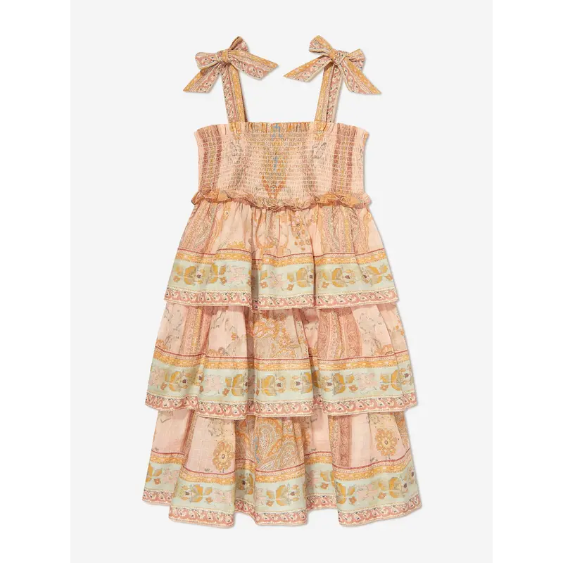 Zimmermann Girls Wylie Tiered Dress in Pink