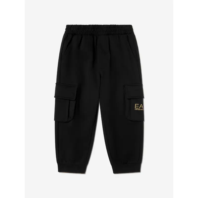 EA7 Emporio Armani Boys Logo Cargo Trousers in Black
