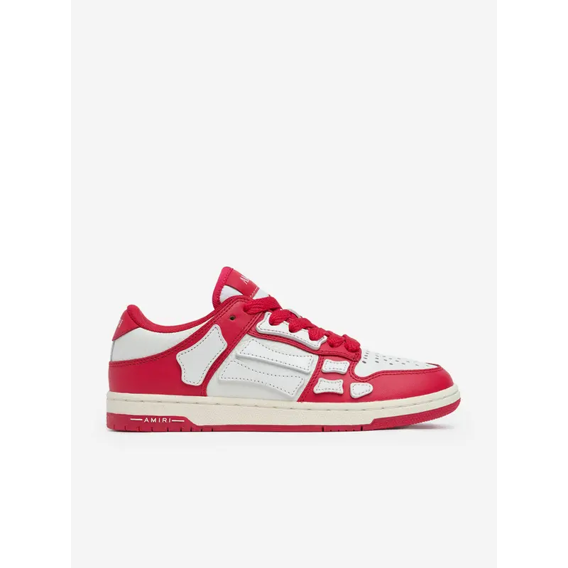 Amiri Kids Leather Skel Top Low Trainers in Red