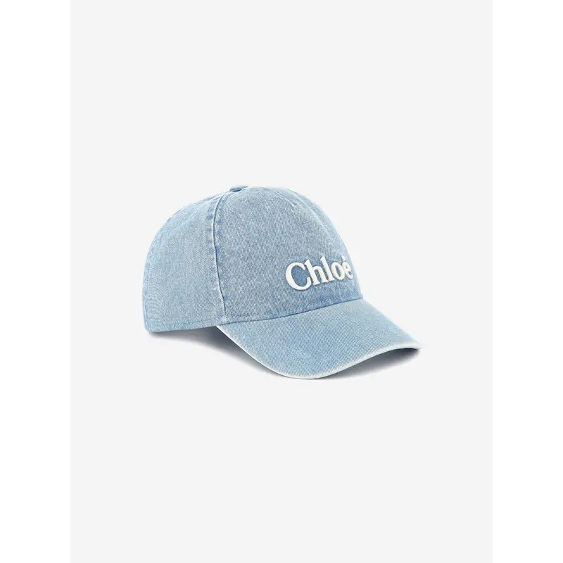 Chlo Girls Embroidered Logo Denim Cap in Blue