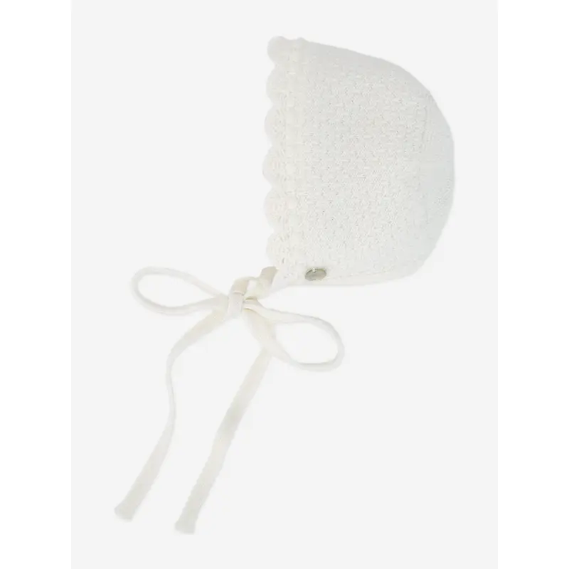 Paz Rodriguez Baby Knitted Bonnet in Ivory