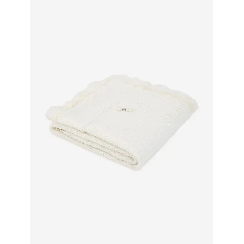 Paz Rodriguez Baby Wool Knitted Shawl in Ivory (98cm)