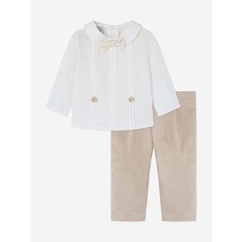 Paz Rodriguez Baby Boys Trouser Set in Ivory