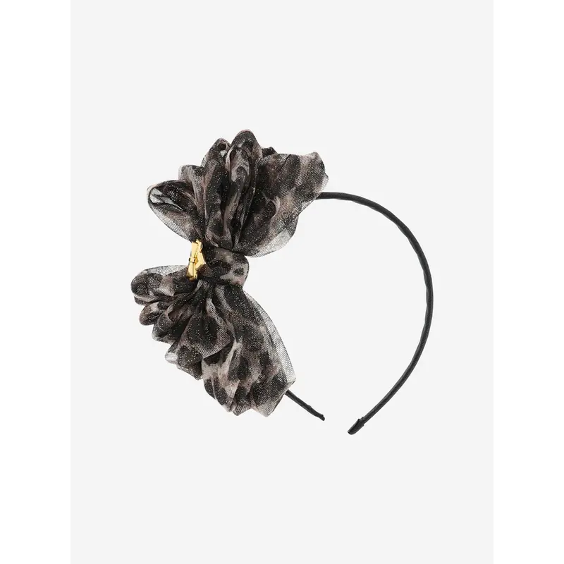 Angels Face Girls Gladys Leopard Bow Headband in Black