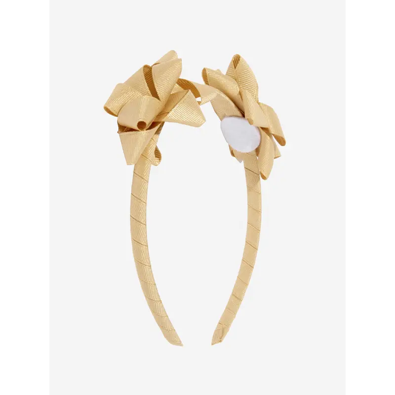 Angels Face Girls Ribbon Bow Headband in Gold