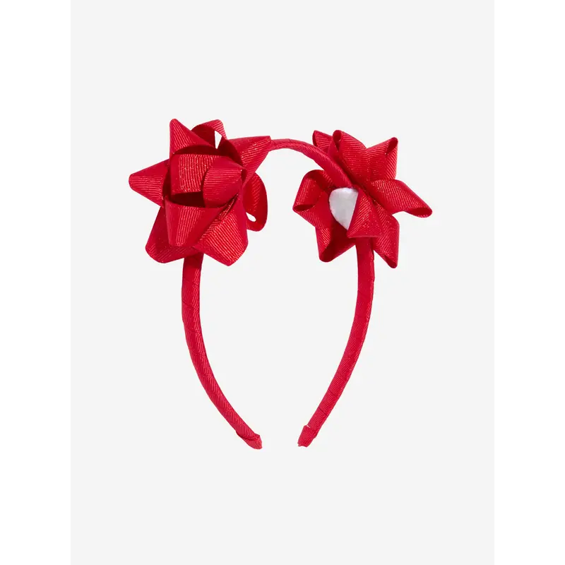 Angels Face Girls Ribbon Bow Headband in Red