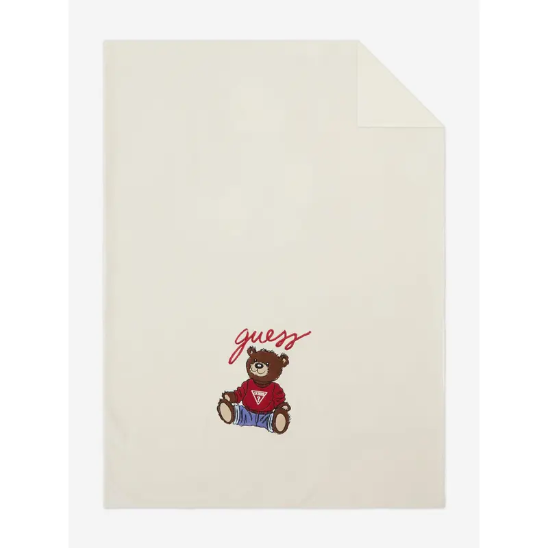 Guess Baby Knitted Teddy Bear Blanket in Ivory (100cm)