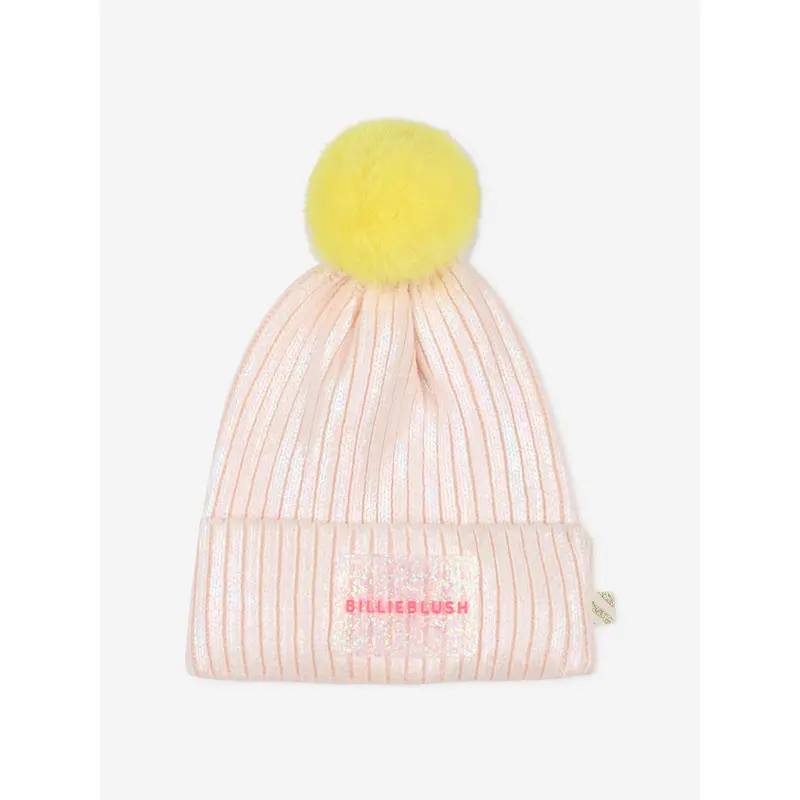 Billieblush Girls Knitted Pom Pom Beanie Hat in Pink