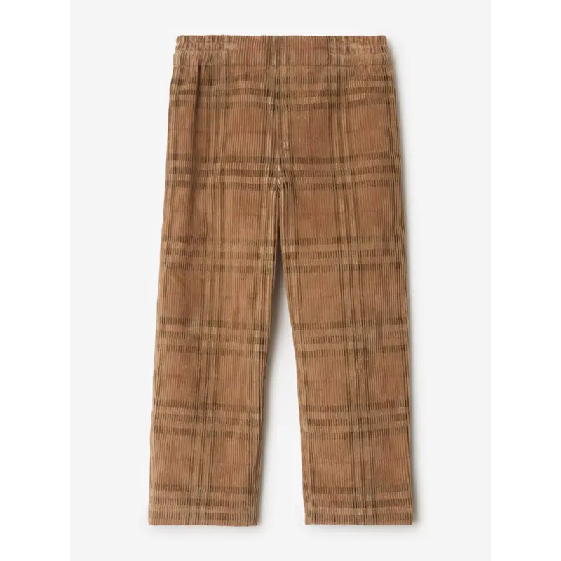 Burberry Boys Titan Corduroy Check Trousers in Brown