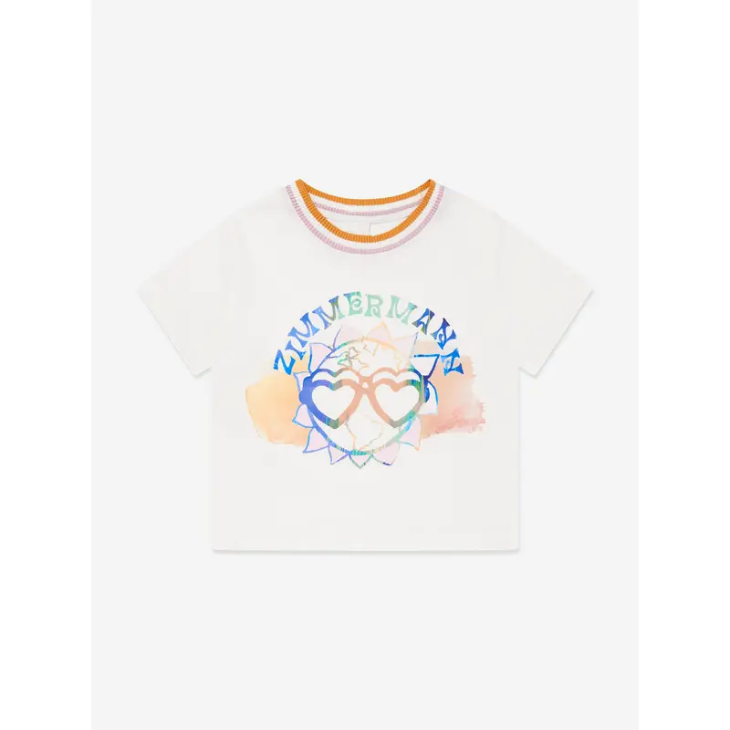 Zimmermann Girls Cascadian Printed T-Shirt in Ivory