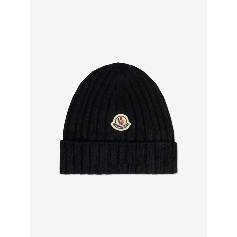 Moncler Enfant Baby Wool Beanie Hat in Navy
