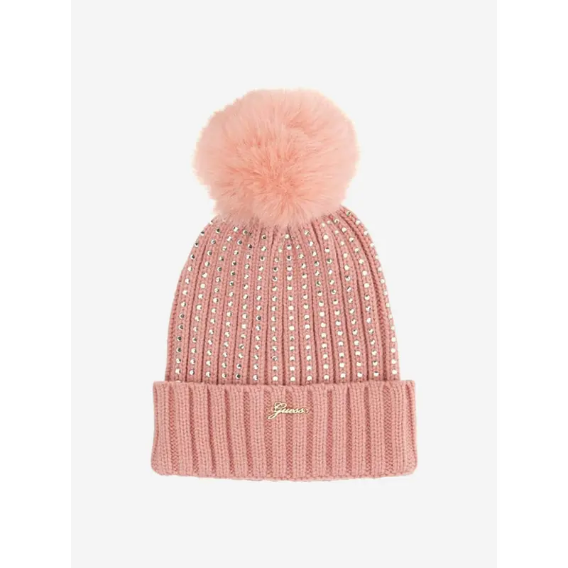 Guess Girls Knitted Pom Pom Hat in Pink