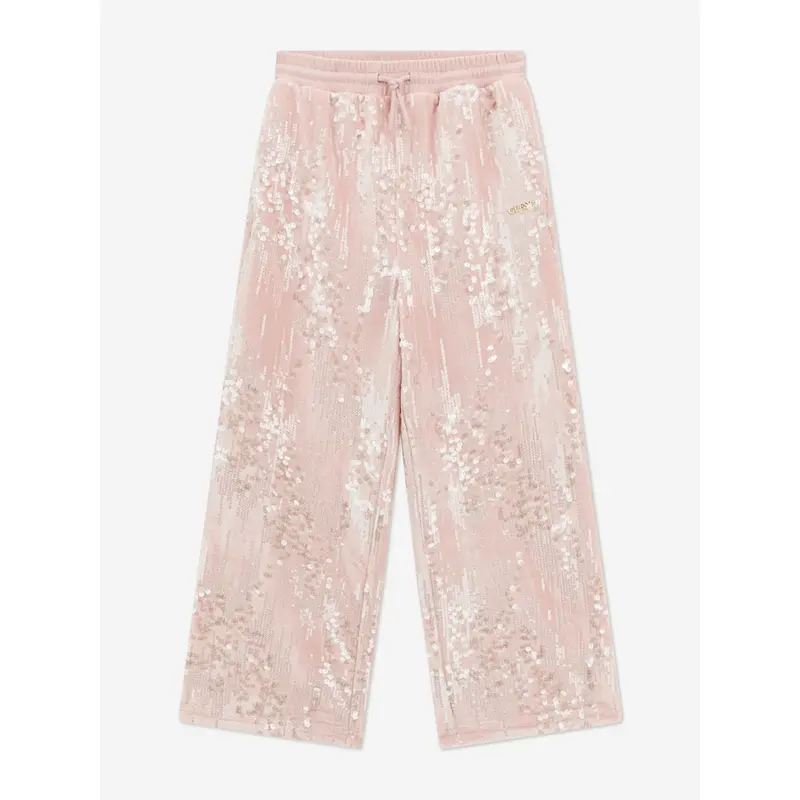 Guess Girls Sequin Wide Leg Trousers in Pink