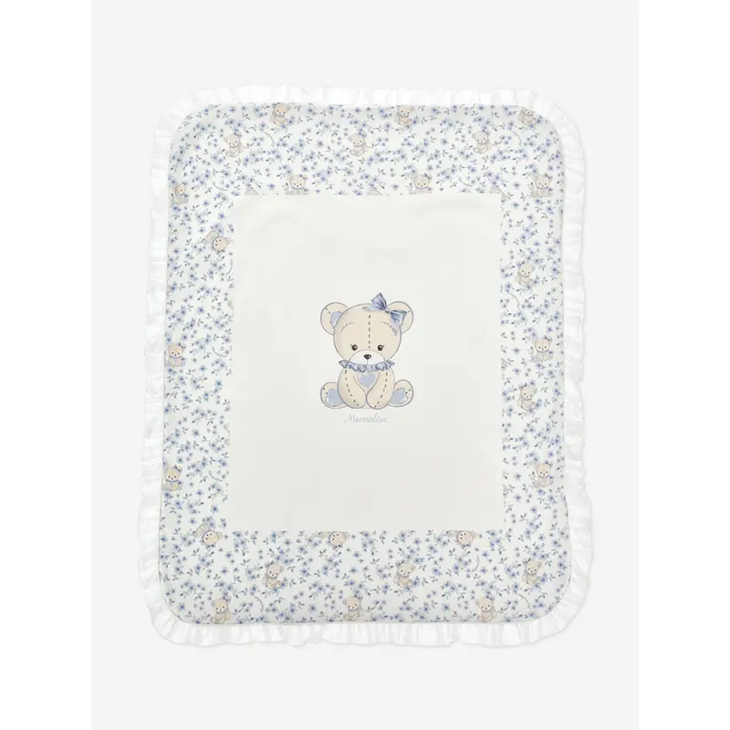 Monnalisa Baby Girls Teddy Bear Blanket in White (90cm)
