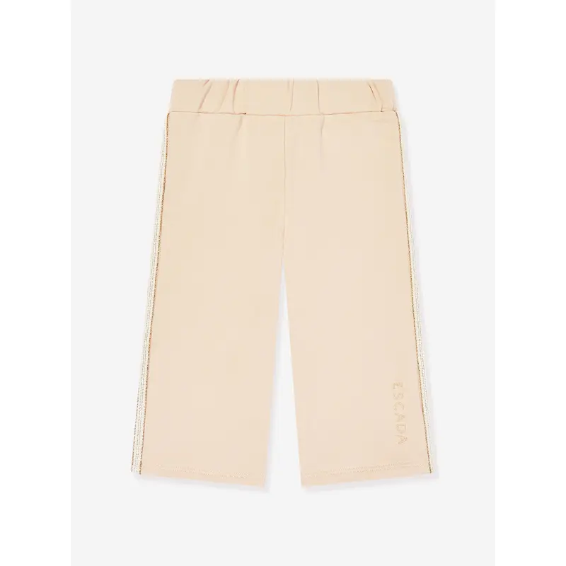 Escada Baby Girls Embroidered Logo Jersey Trousers in Beige