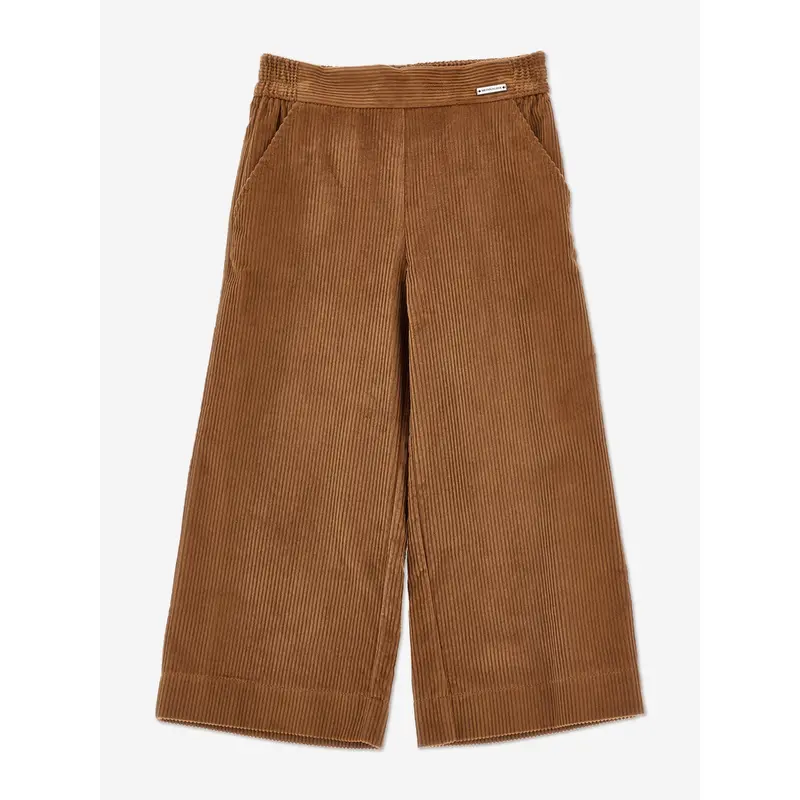 Monnalisa Girls Corduroy Wide Leg Trousers in Brown