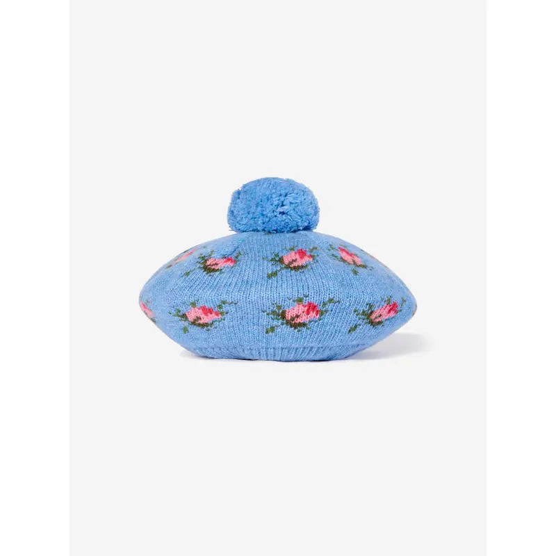 Konges Sljd Girls Rose Belou Knit Beret in Blue