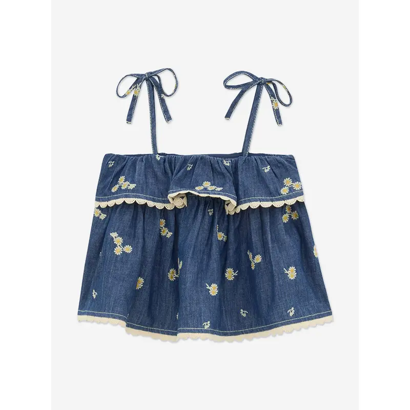 Zimmermann Girls Lucky Denim Top in Blue