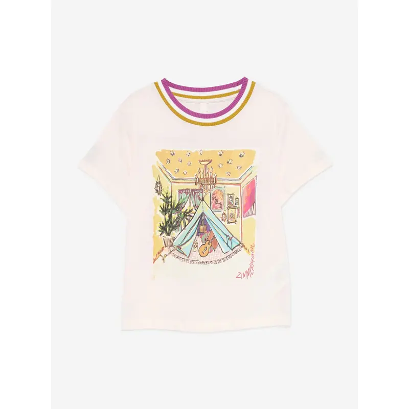 Zimmermann Girls Rhiannon Printed T-Shirt in Pink