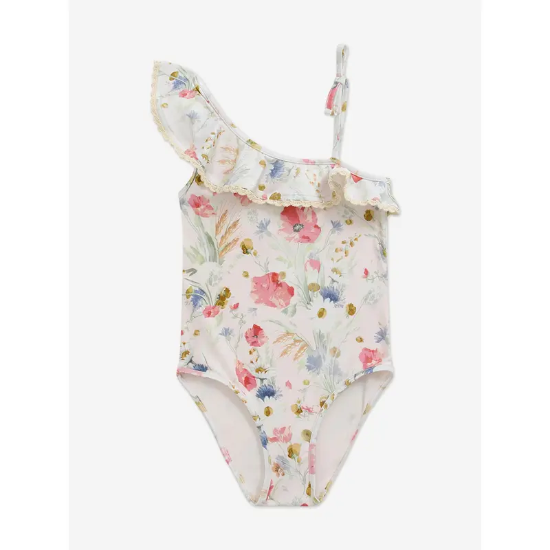 Zimmermann Girls Lucky Frill Swimsuit in Ivory