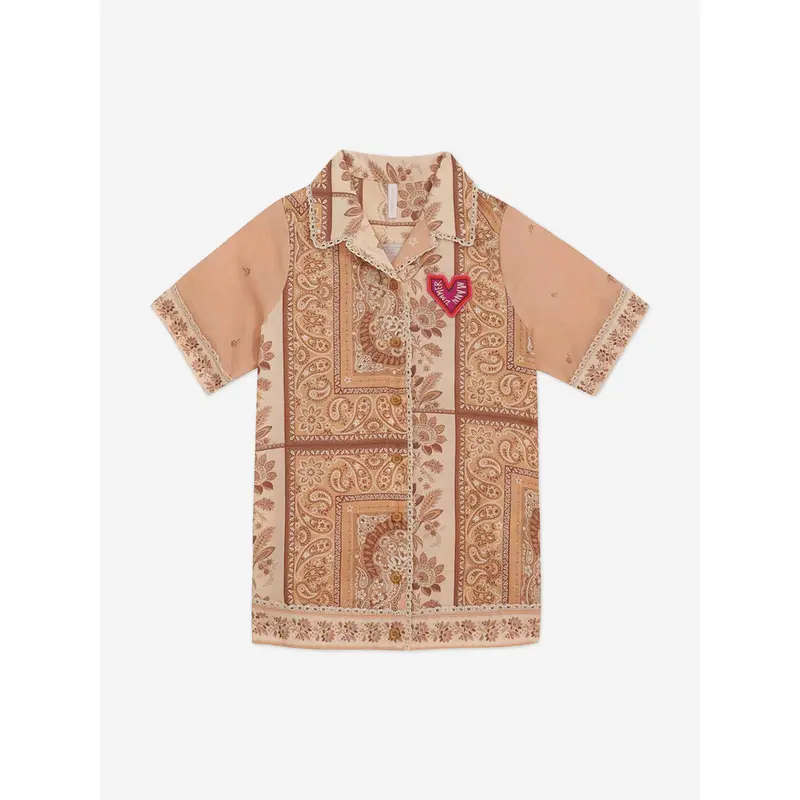 Zimmermann Girls Lucky Shirt Dress in Orange