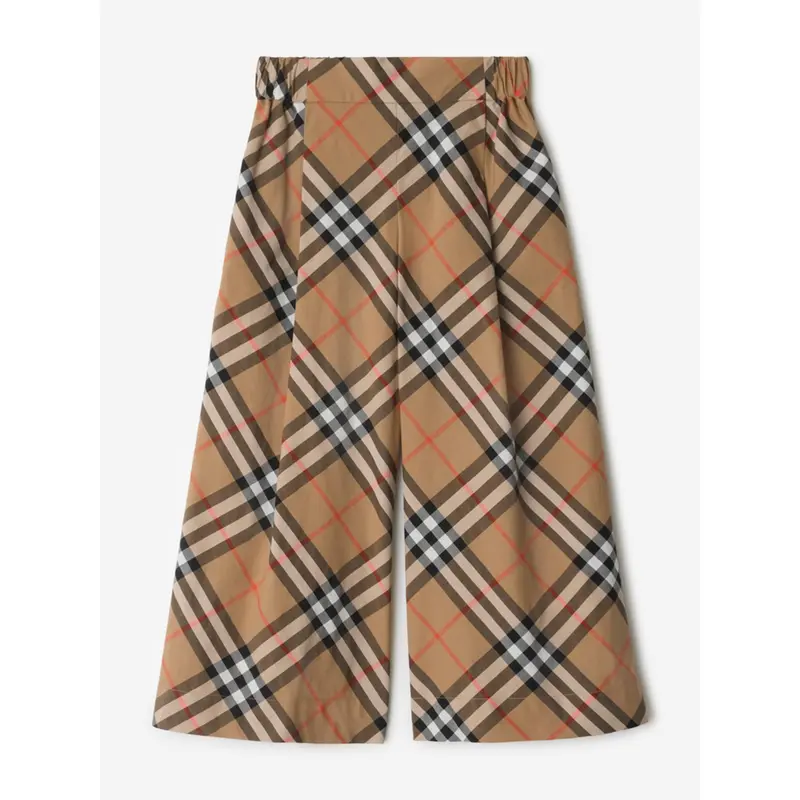 Burberry Girls Maya Check Trousers in Beige