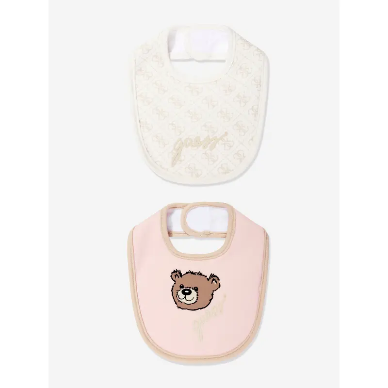 Guess Baby 2 Piece Bib Set in Pink