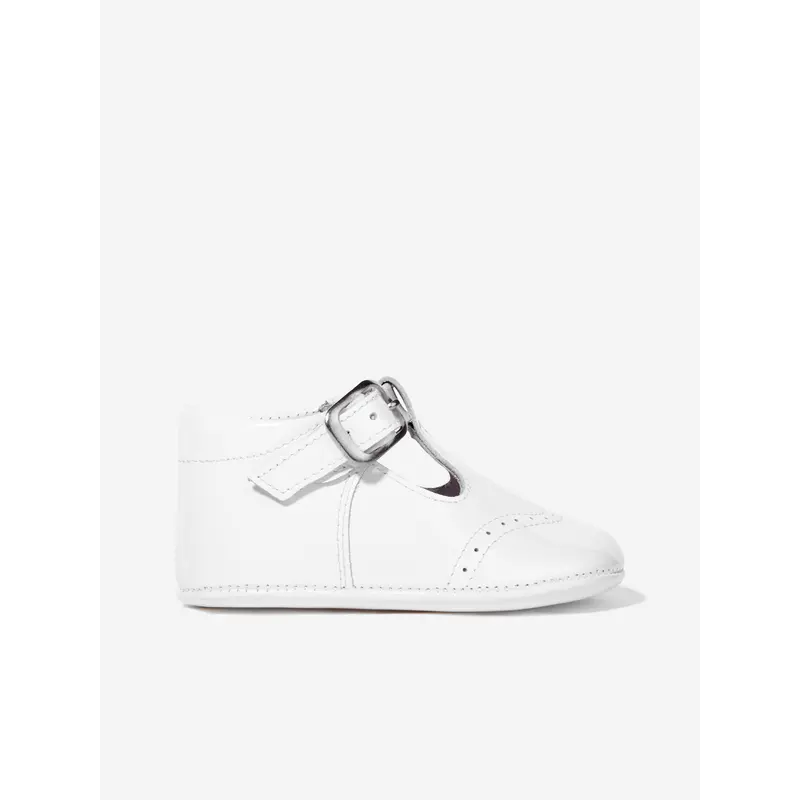 Andanines Baby Patent Leather Pre Walker Shoes in White