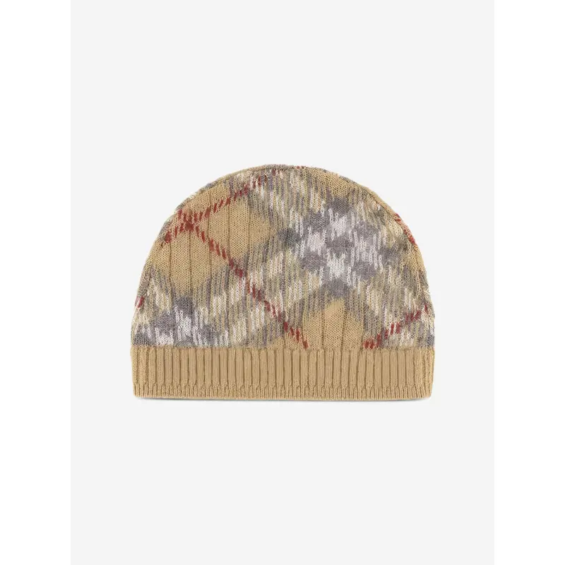 Burberry Baby Pale Check Beanie Hat in Beige