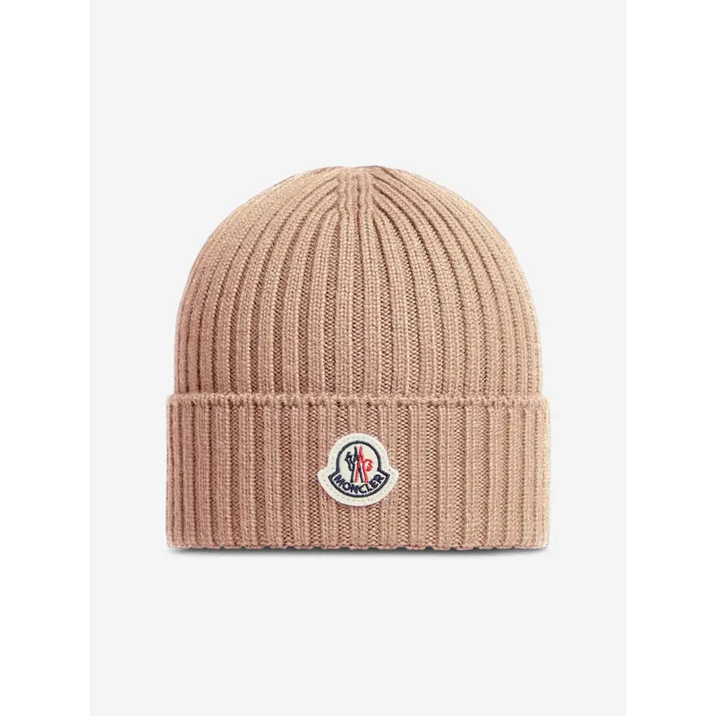 Moncler Enfant Girls Wool Beanie Hat in Pink