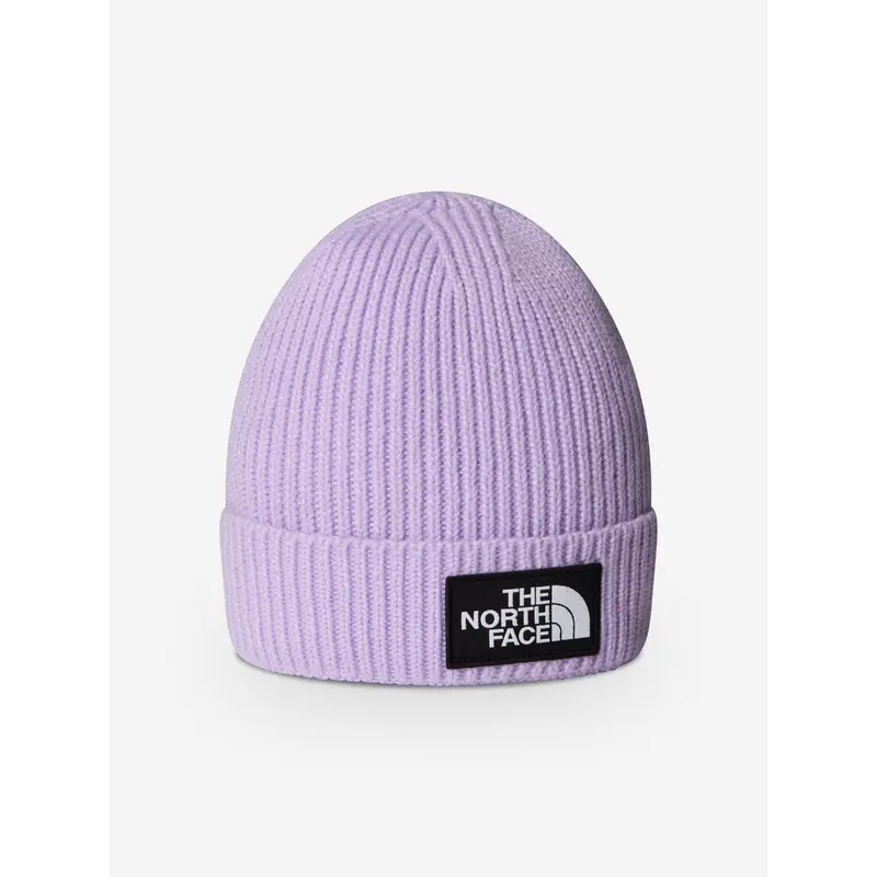 The North Face Girls Logo Box Cuffed Beanie in Purple