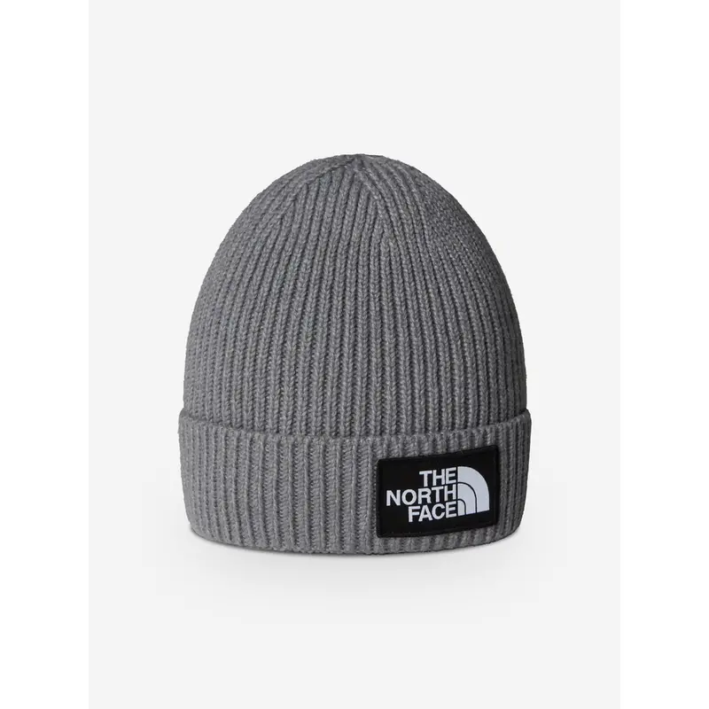 The North Face Kids Logo Box Cuffed Beanie in Grey