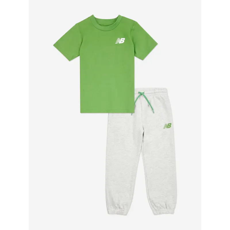 New Balance Boys 327 Multi Graphic T-Shirt and Joggers Set in Green