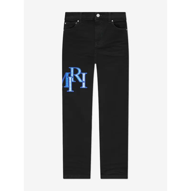 Amiri Kids Staggered Logo Jeans in Black