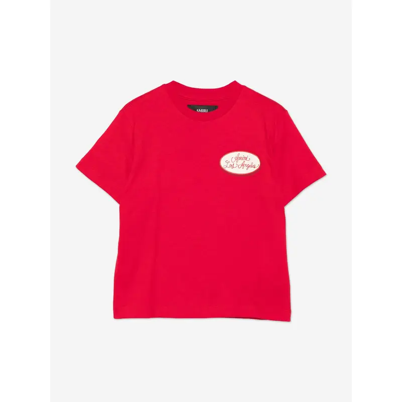 Amiri Kids Station Patch T-Shirt in Red