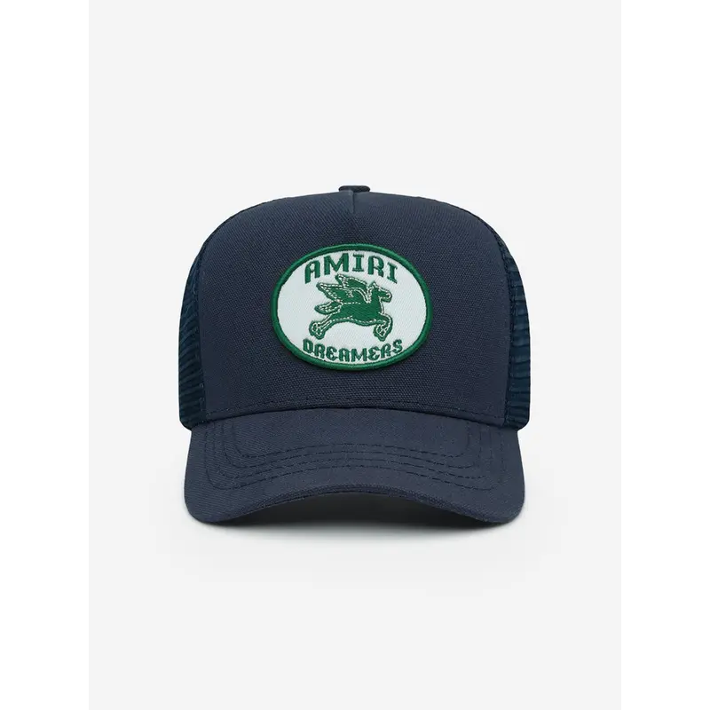 Amiri Kids Dreamers Patch Trucker Cap in Navy