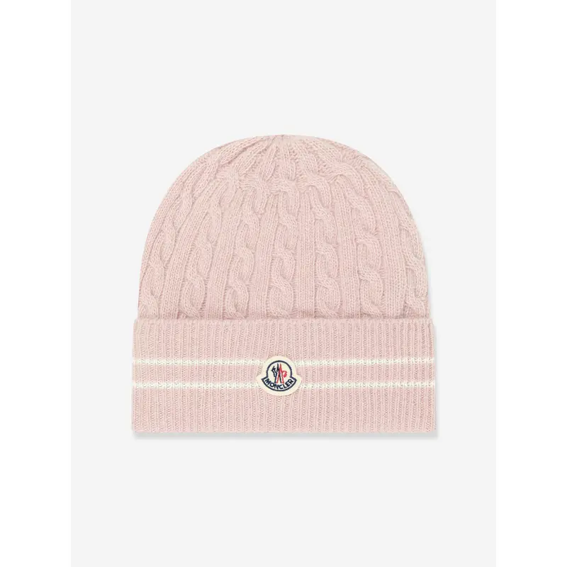 Moncler Enfant Girls Knitted Beanie Hat in Pink