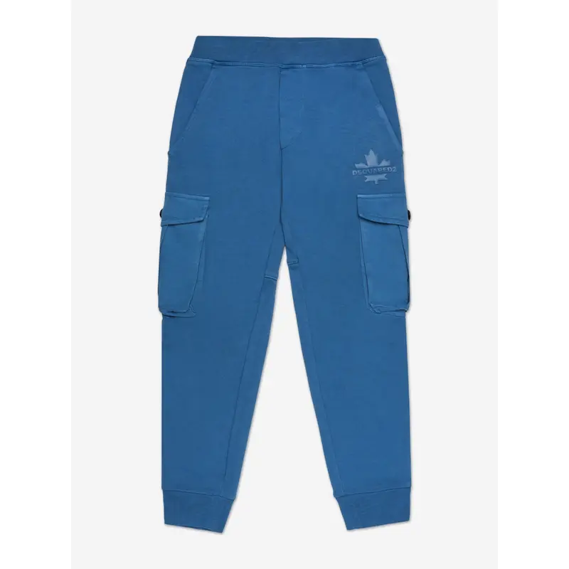 Dsquared2 Kids Maple Leaf Logo Cargo Joggers in Blue