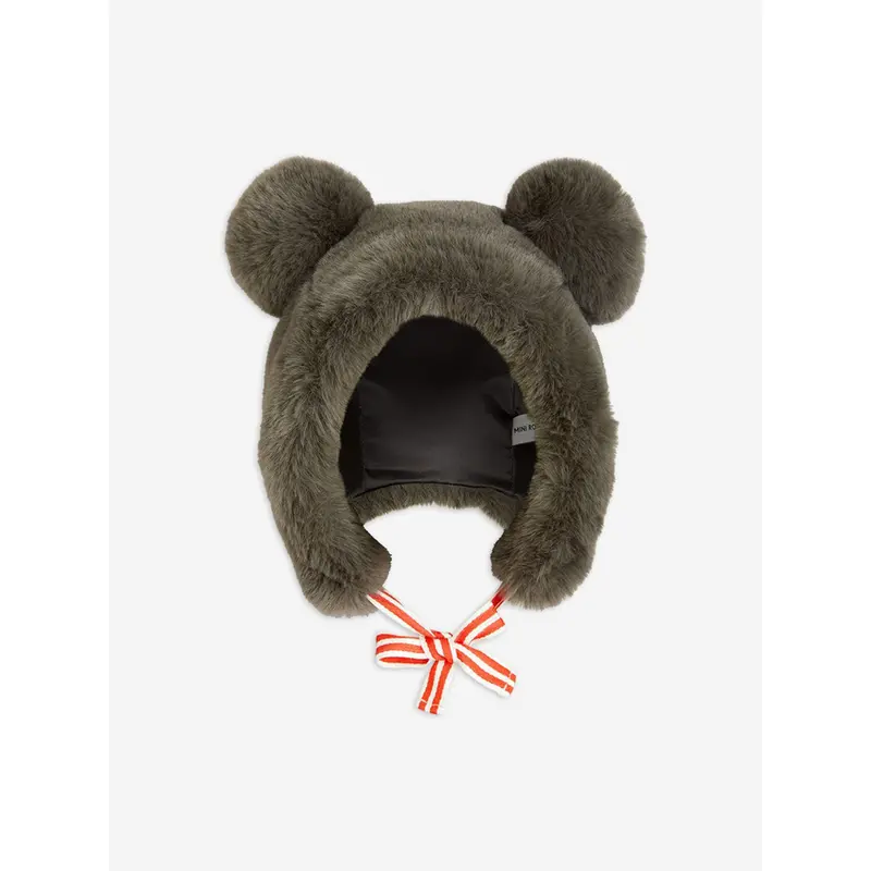Mini Rodini Kids Faux Fur Ear Hat in Grey